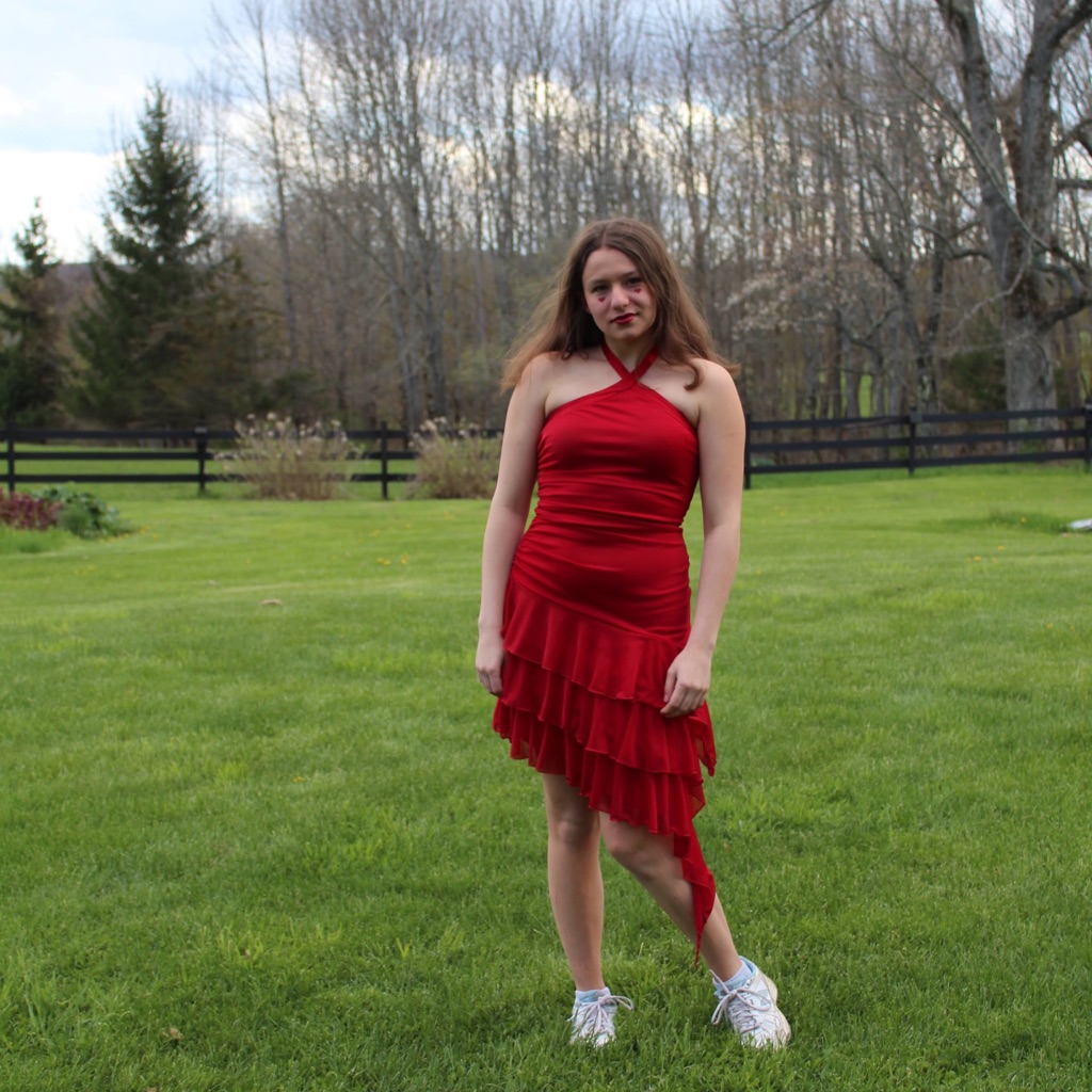 Vintage Red Asymmetric Salsa Dance Dress